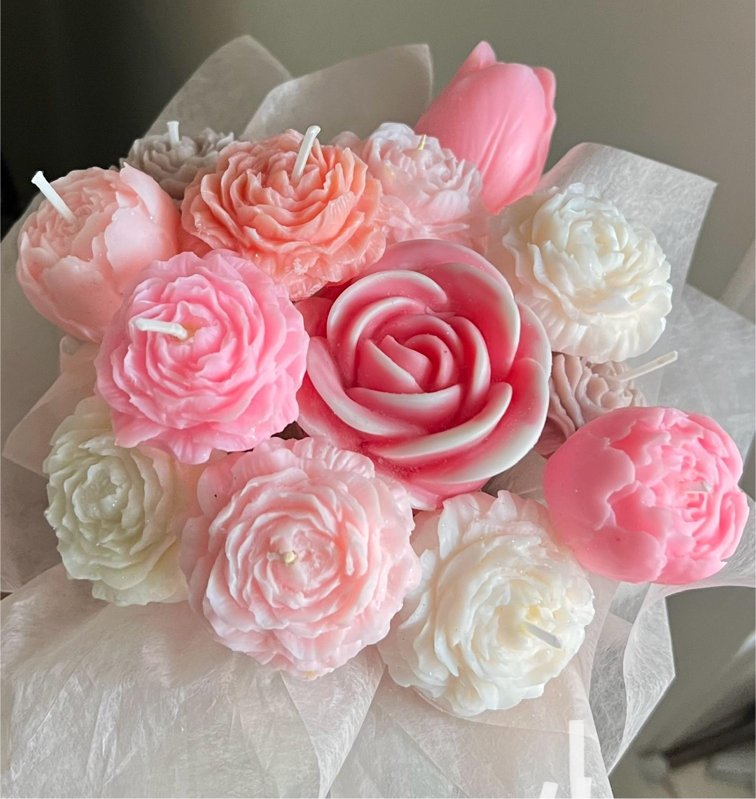 Peony & Rose Candle Bouquet