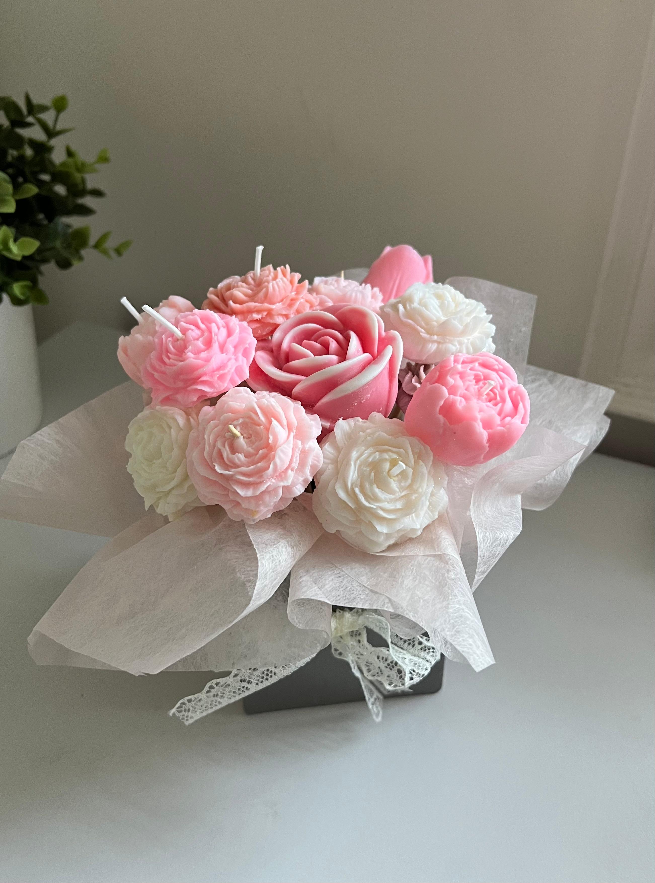 Peony & Rose Candle Bouquet