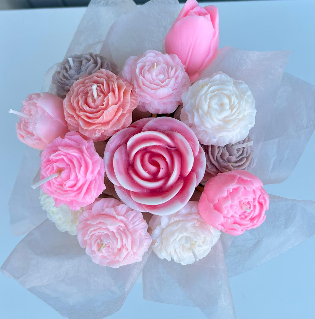 Peony & Rose Candle Bouquet