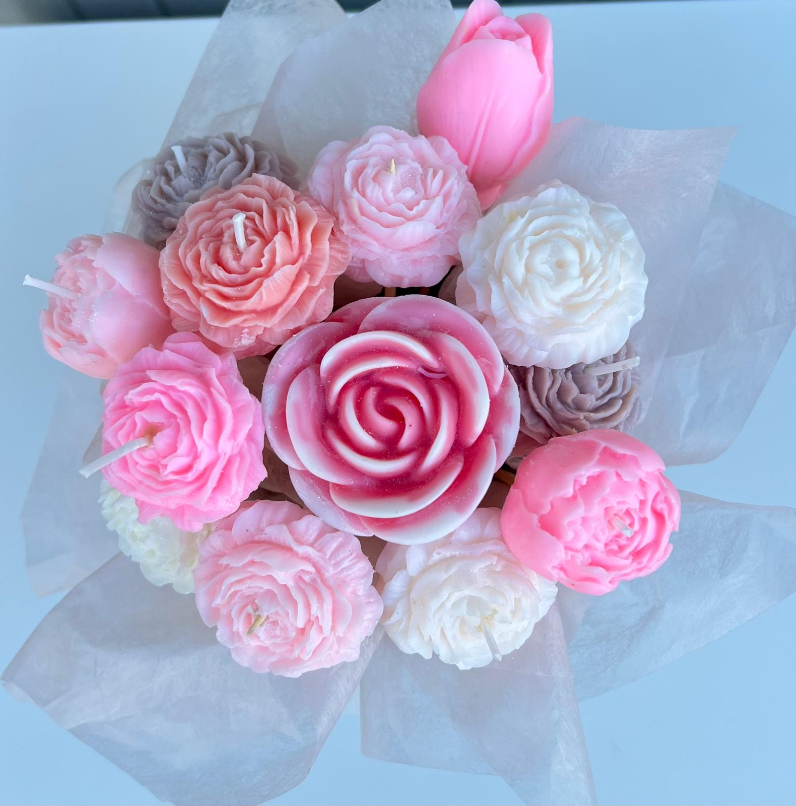 Peony & Rose Candle Bouquet