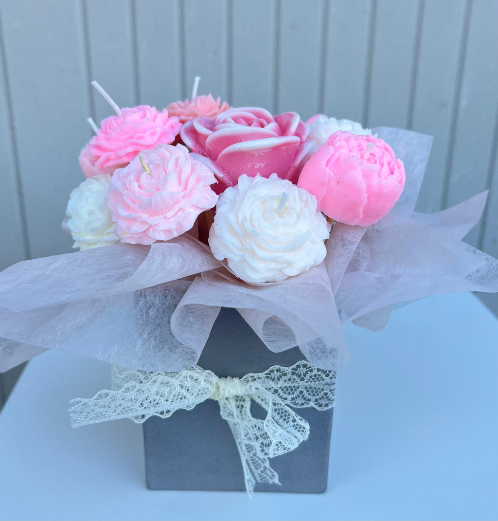 Peony & Rose Candle Bouquet
