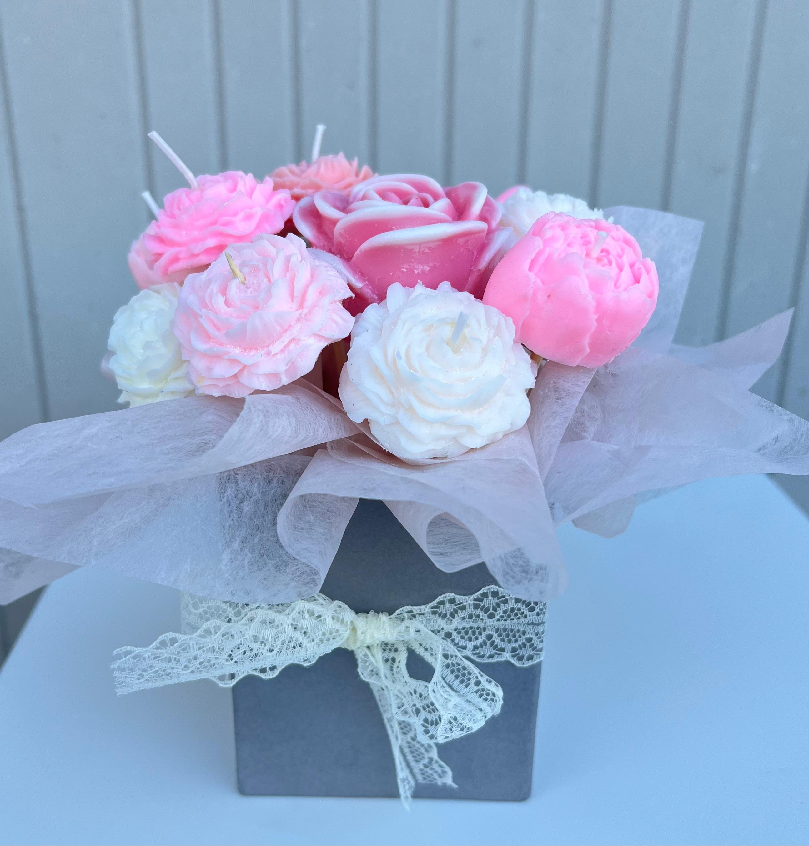 Peony & Rose Candle Bouquet