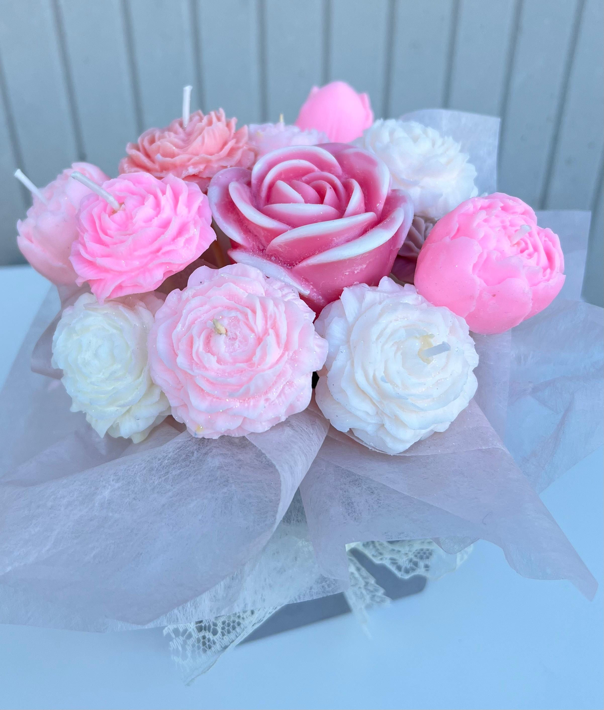 Peony & Rose Candle Bouquet
